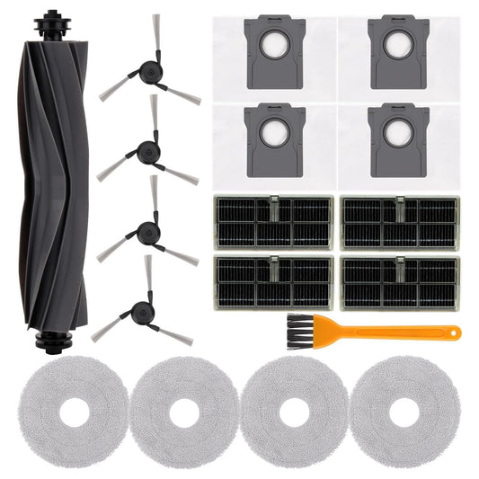 Replacement Parts Accessories Kit for Dreame L40 Ultra / X40 Ultra / X40 Master and for MOVA P10 Pro/ P50 Pro Ultra Robot Vacuum - 1 Rubber Main Brushes 4 Dust Bags 4 Mop Pads 4 Filters 4 Side Brushes