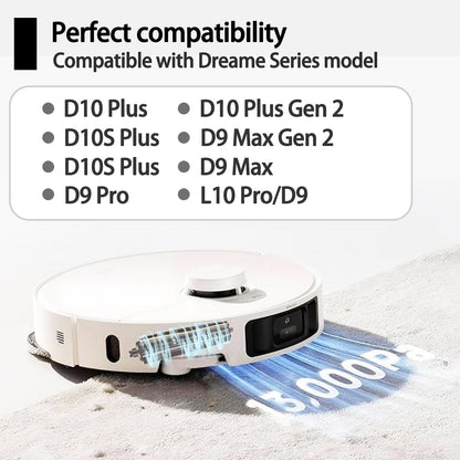 TriCut Brush Main Brush Cover Kit Compatible with Dreame D10 Plus/D10 Plus Gen 2/D9 Max Gen 2/D10S Plus Robot Vacuum Cleaner Replacement Parts Accessories Anti-Tangle Brush for All Floor