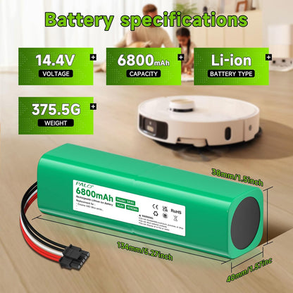 for Dreame X40 Ultra Battery,14.4V 6800mAh High-Capacity Replacement Battery for Dreame X40 Ultra / L40 Ultra / X40 Master / W20Pro Ultra / W20 Pro Ultra/Bot X30 Ultra / R2416-4S2P-HPLS