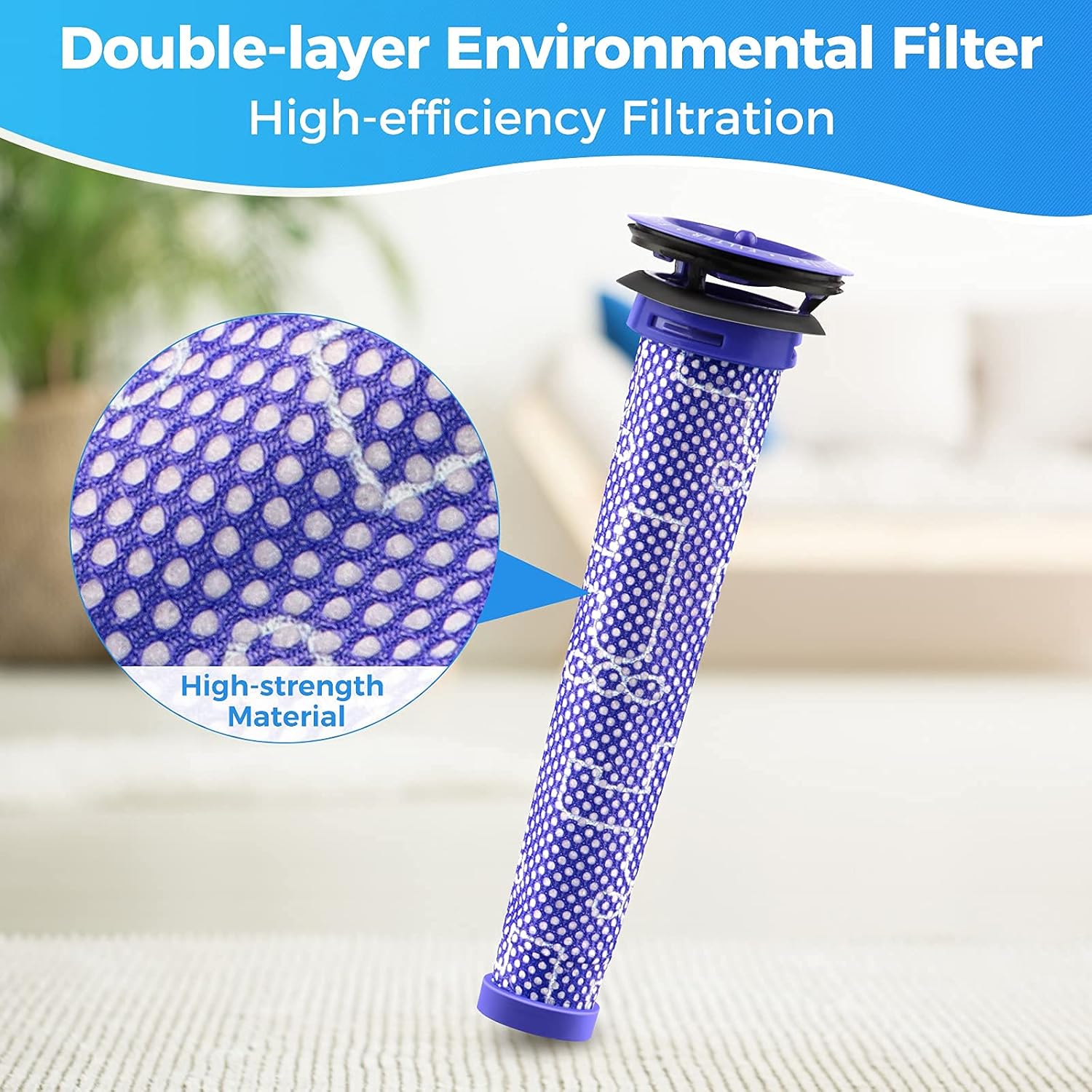 3Pack Pre Filters Replacement for Dyson - Vacuum Filter Compatible with Dyson V6 V7 V8 DC59 DC58 Replaces Part 965661 01 (3 Pack)