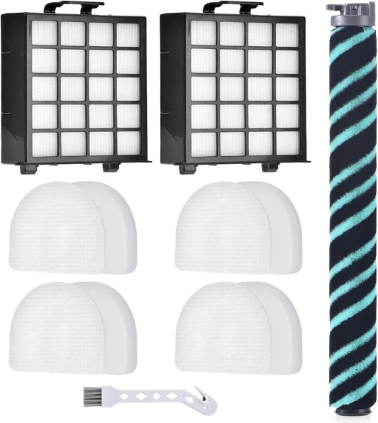 AZ4002 Roller Brush Filter Replacement Part for Shark Powerdetect Upright Vacuum AZ4000 AZ4000C AZ4002W, 1 Brush Roll+2 HEPA 4 Foam Felt Filters, Compare to part XHFAZ4000&XFFKAZ4000, 7 Pack