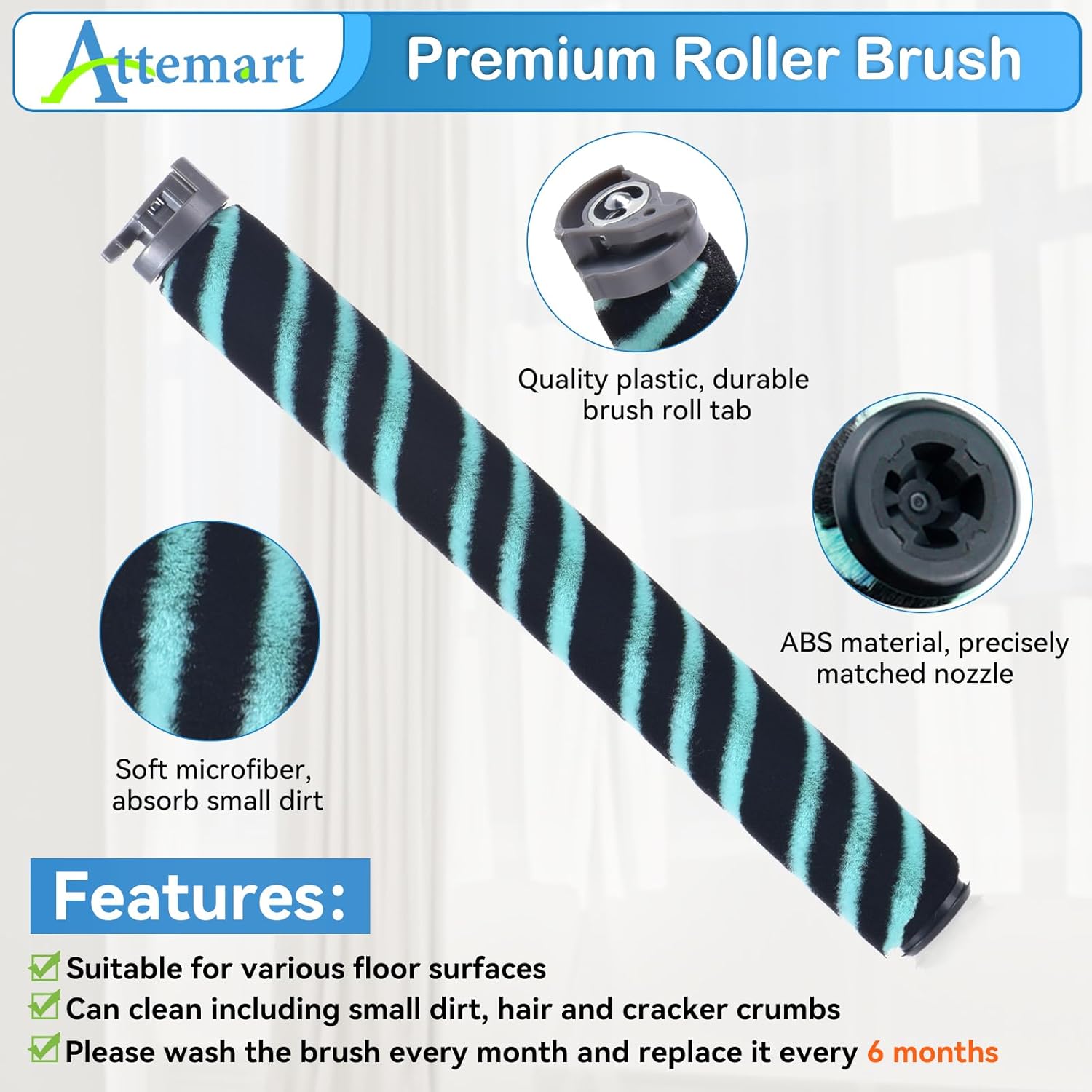 AZ4002 Roller Brush Filter Replacement Part for Shark Powerdetect Upright Vacuum AZ4000 AZ4000C AZ4002W, 1 Brush Roll+2 HEPA 4 Foam Felt Filters, Compare to part XHFAZ4000&XFFKAZ4000, 7 Pack