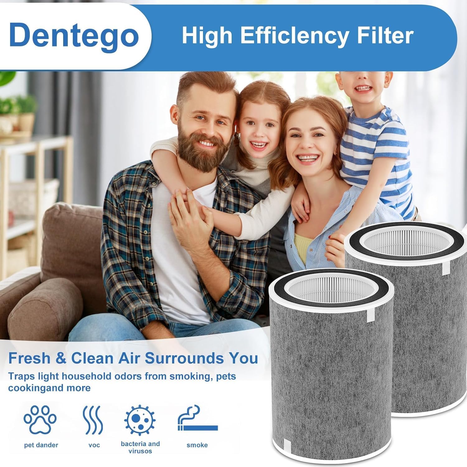 HP201 HP202 Replacement Filter Compatible with Shark HP200 Series, HP302 & HC502 Filter MAX, 3-in-1 H13 Grade Filter, Part #HE2FKBAS, HE2FKBASMB (1-Pack) (2 Pack)