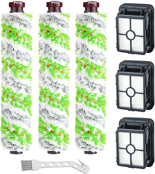 Lemige Brush Filter Replacement Parts for Bissell CrossWave Vacuum 3888A 1785 Pet Pro 2306A Cordless Wet Dry Vac, 3 Pack 2460 Multi-Surface Pet Brush Roll & 1866 Vacuum Filter, Part 1613568 1608684