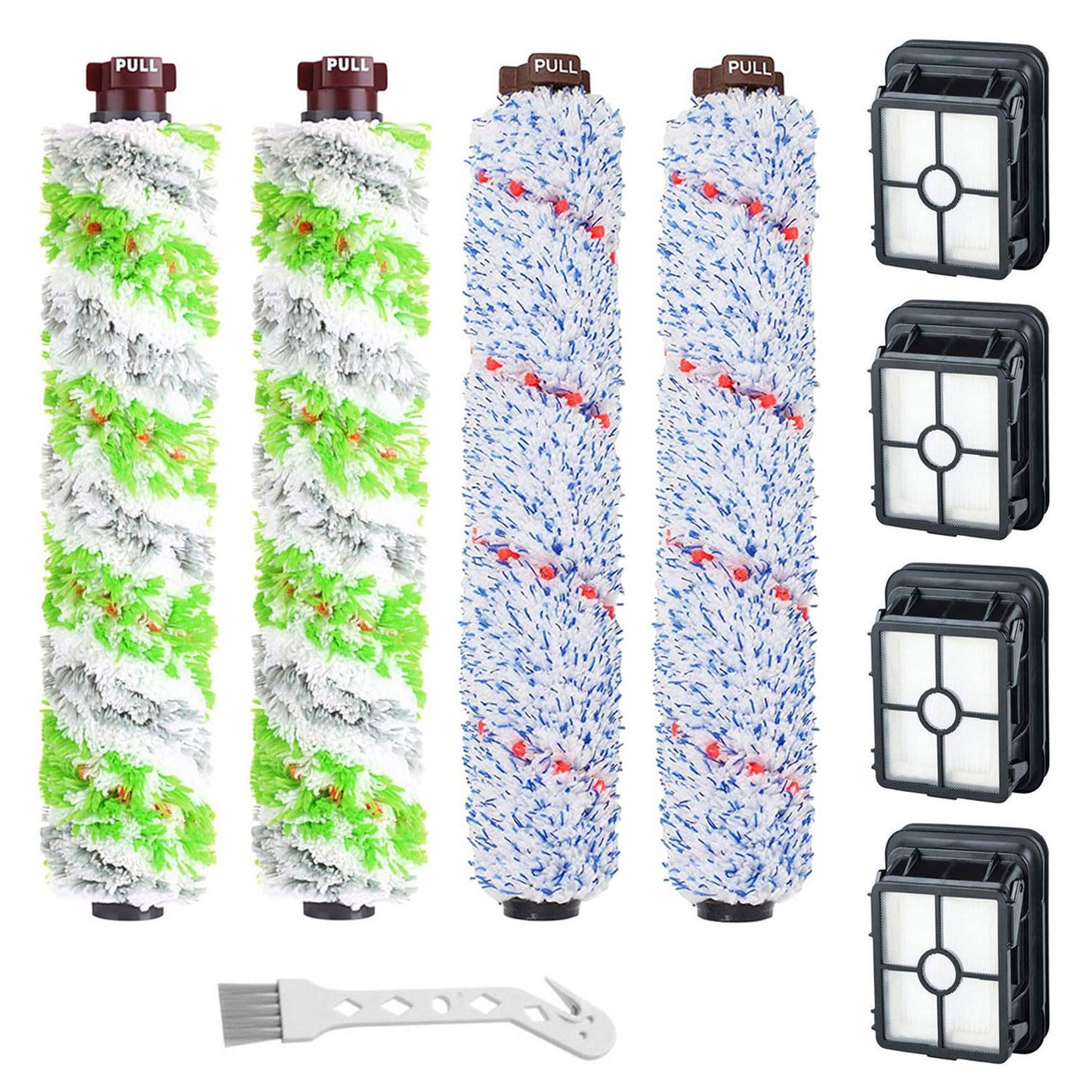 Lemige Brush Filter Replacement Parts for Bissell CrossWave Vacuum 3888A 1785 Pet Pro 2306A Cordless Wet Dry Vac, 3 Pack 2460 Multi-Surface Pet Brush Roll & 1866 Vacuum Filter, Part 1613568 1608684