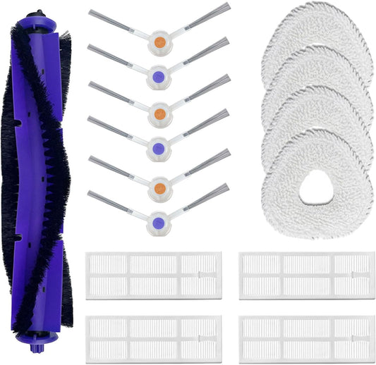 Replacement Accessories Kit Compatible With Narwal Freo Robot Vacuum Cleaner,1 Main Brush, 6 Side Brushes,4 Mop Pads, 4 Hepa Fiters Spare Parts (Freo-15)