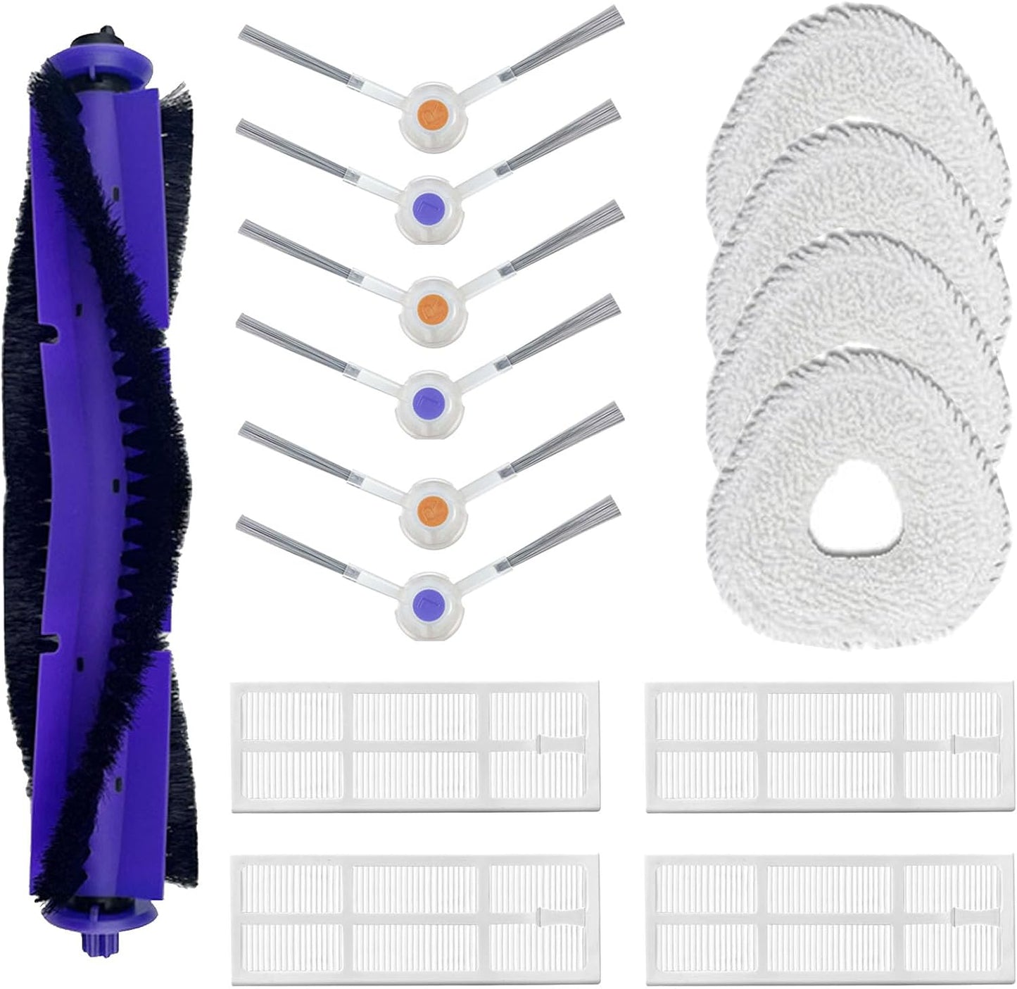 Replacement Accessories Kit Compatible With Narwal Freo Robot Vacuum Cleaner,1 Main Brush, 6 Side Brushes,4 Mop Pads, 4 Hepa Fiters Spare Parts (Freo-15)