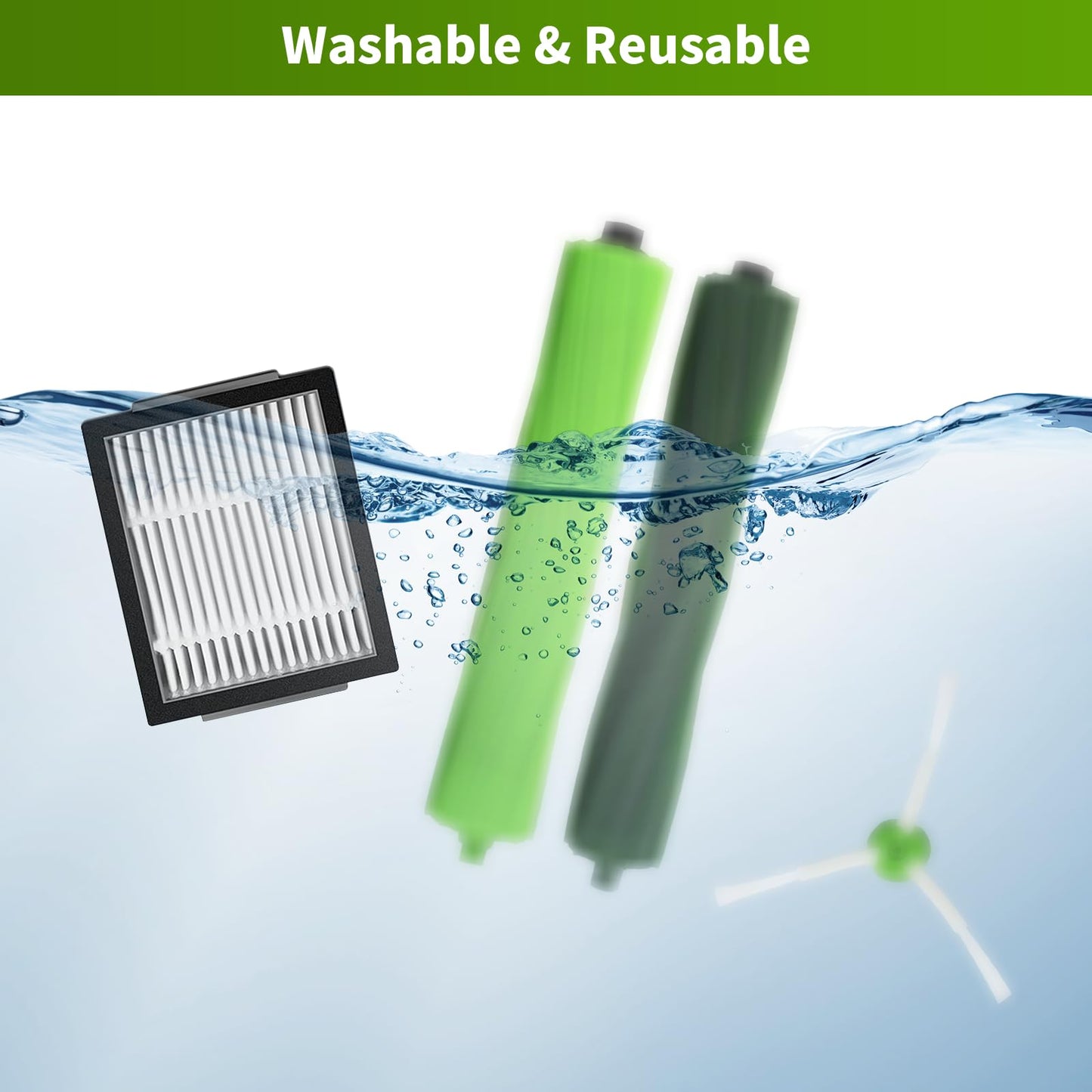 Compatible Parts for i7+ E5 E6 Smart Robot Vacuum Cleaner – Includes Side Brushes, Filters, and Roll Brushes – Replacement for irobot Roomba i7+, E5, and E6 Robot Vacuum Models.