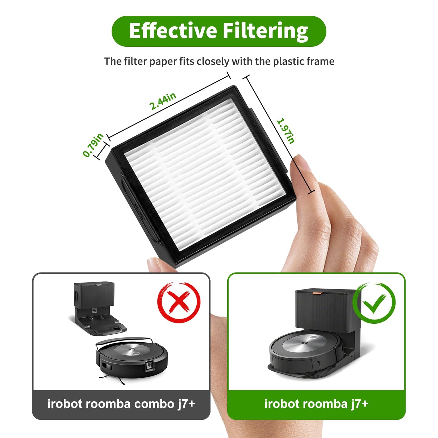 Compatible Parts for i7+ E5 E6 Smart Robot Vacuum Cleaner – Includes Side Brushes, Filters, and Roll Brushes – Replacement for irobot Roomba i7+, E5, and E6 Robot Vacuum Models.