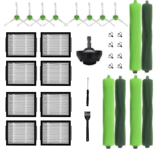 Compatible Parts for i7+ E5 E6 Smart Robot Vacuum Cleaner – Includes Side Brushes, Filters, and Roll Brushes – Replacement for irobot Roomba i7+, E5, and E6 Robot Vacuum Models.