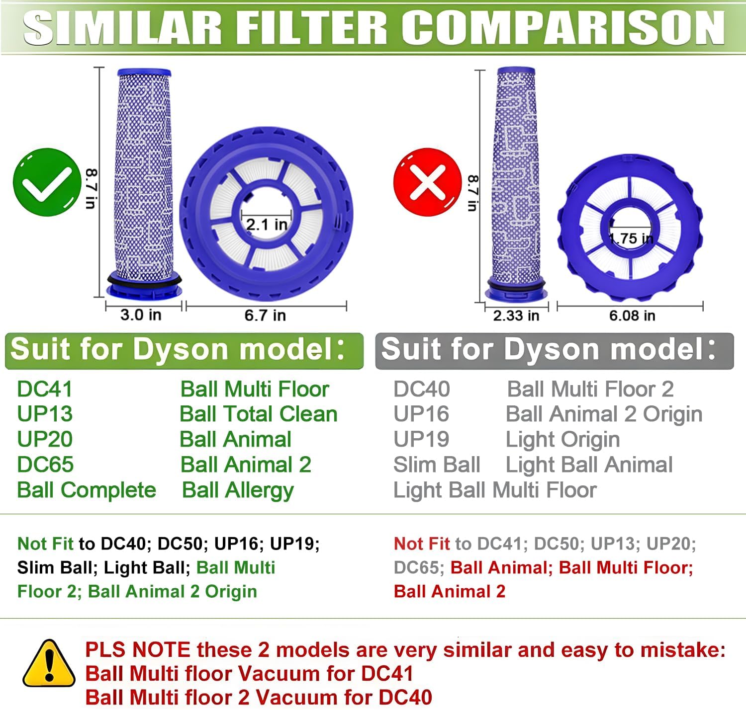 Replacement for Dyson DC41,DC65,DC66 Hepa Post-Motor Filter & Pre-Motor Filter,Multi Floor,Animal and Ball Vacuums.Compatible Part#920769-01&920640-01…