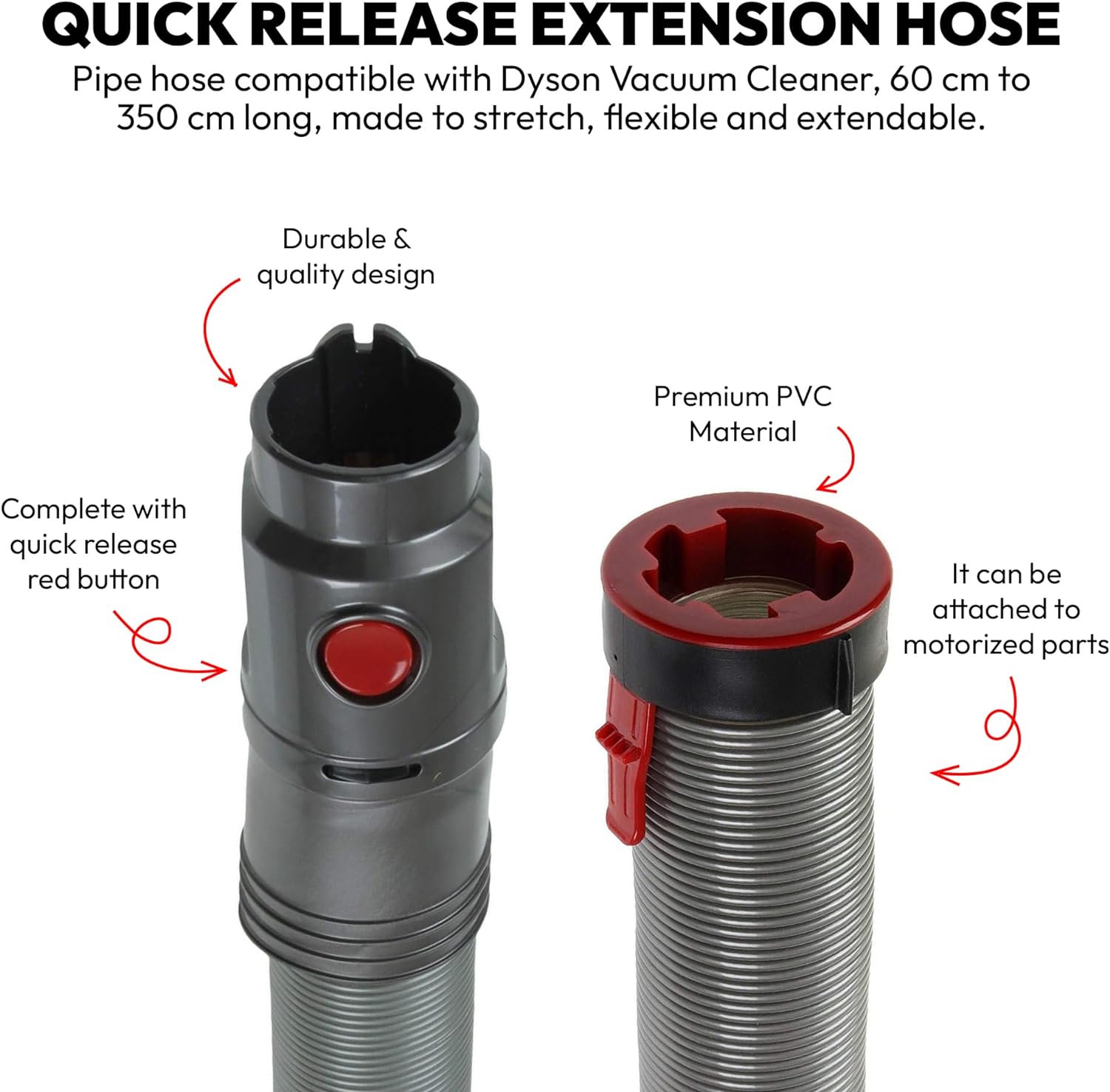 Upgraded Replacement Dyson Vacuum Hose Assembly | Designed to Fit Dyson DC40 DC41 DC65 UP13 UP14 UP20 Models Upright Vacuum Cleaner