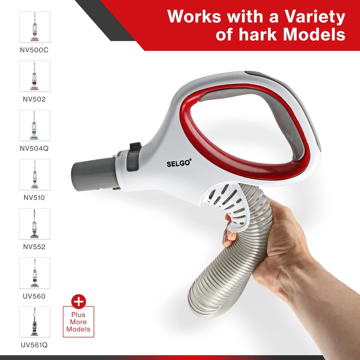 Upgraded Replacement Hose Handle for Shark Rotator Professional Lift-Away Vacuums | for Series NV500, NV501, NV502, NV503, NV504, NV505, NV510, NV552, UV560, & More Models, (Only Models Listed Below)